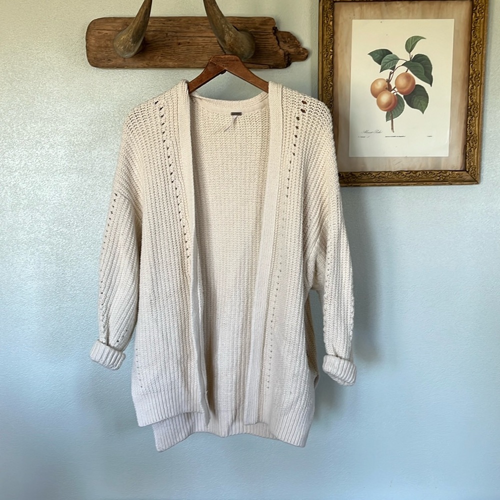 Free People oversized cardigan cream knit